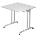 Scrivania BELA 8 S bianca con piano quadrato e gambe in metallo argento di hjh OFFICE PRO