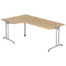Scrivania a L BELA 82 S effetto rovere con gambe in metallo argentate di hjh OFFICE PRO