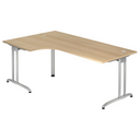 Scrivania a L BELA 82 S effetto rovere con gambe in metallo argentate di hjh OFFICE PRO
