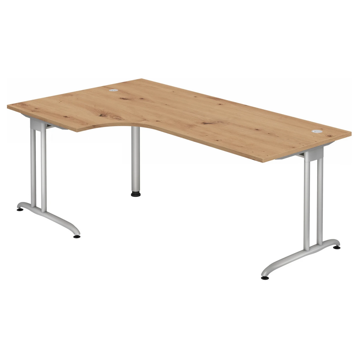 Scrivania a L BELA 82 S in rovere rustico con struttura argento di hjh OFFICE PRO