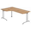 Scrivania a L BELA 82 S in rovere rustico con struttura argento di hjh OFFICE PRO