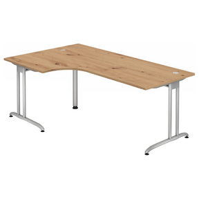 Scrivania a L BELA 82 S in rovere rustico con struttura argento di hjh OFFICE PRO