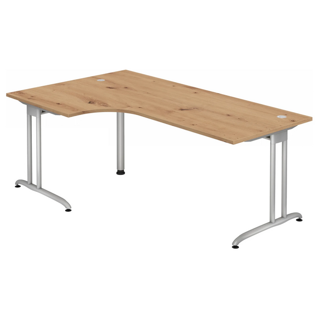 Scrivania a L BELA 82 S in rovere rustico con struttura argento di hjh OFFICE PRO