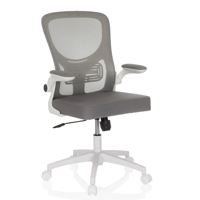 Sedia Home Office BELIO W in grigio con schienale in rete e struttura bianca di hjh OFFICE