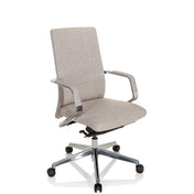Sedia da ufficio professionale BESSONA con rivestimento in tessuto beige e braccioli in alluminio lucido di hjh OFFICE