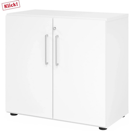 Armadio bianco BETA 9 con due ante, maniglie argentate e una serratura di hjh OFFICE PRO