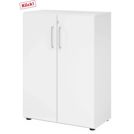 Armadio bianco BETA 9 con due ante, maniglie argentate e serratura di hjh OFFICE PRO