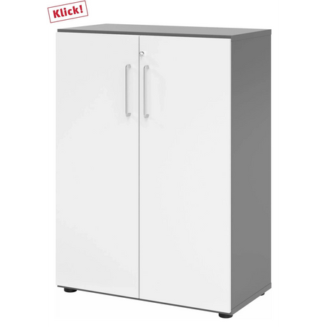 Armadio bianco BETA 9 con due ante e piano superiore grafite di hjh OFFICE PRO