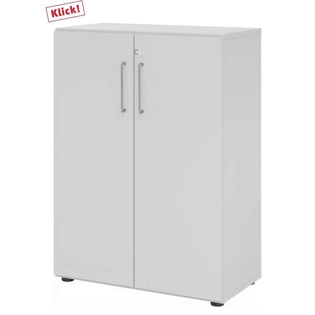 Armadio grigio BETA 9 con due ante e maniglie argentate di hjh OFFICE PRO