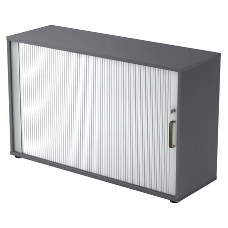 Armadio a serranda grigio grafite BETA R 1732S con serranda in plastica bianca e maniglia a strisce di hjh OFFICE PRO
