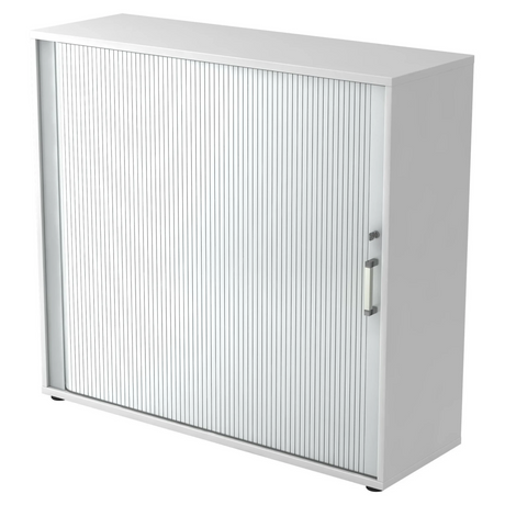 Armadietto metallico bianco con serranda BETA R 1733S e maniglia in cromo argento di hjh OFFICE PRO
