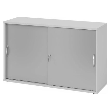 Armadio grigio con ante scorrevoli BETA S 1752S e due maniglie a ponte in metallo di hjh OFFICE PRO