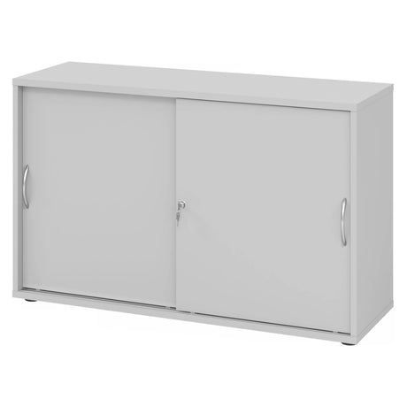 Armadio grigio con ante scorrevoli BETA S 1752S con due maniglie metalliche a arco e serratura di hjh OFFICE PRO