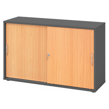 Armadio scorrevole BETA S 1752S in grafite e faggio con due maniglie ad arco di hjh OFFICE PRO
