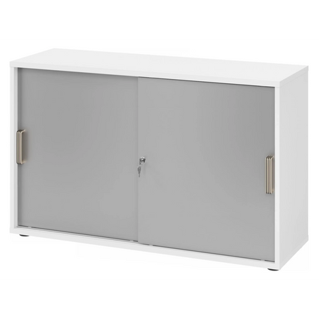 Armadio a ante scorrevoli bianco e argento BETA S 1752S con due maniglie in plastica e serratura di hjh OFFICE PRO