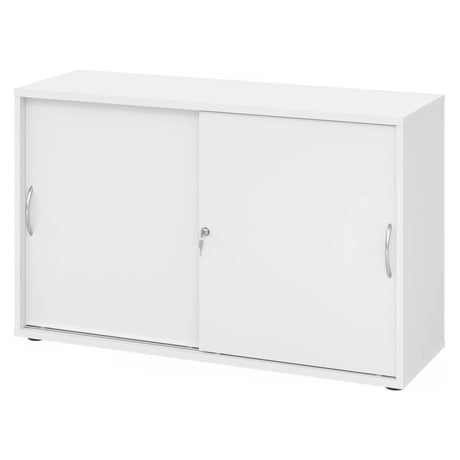 Armadio bianco a ante scorrevoli BETA S 1752S con due maniglie metalliche ad arco e serratura di hjh OFFICE PRO
