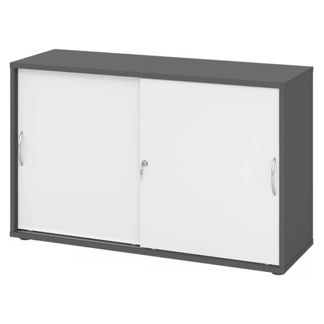 Armadio scorrevole BETA S 1752S in grafite e bianco con maniglie ad arco in metallo di hjh OFFICE PRO