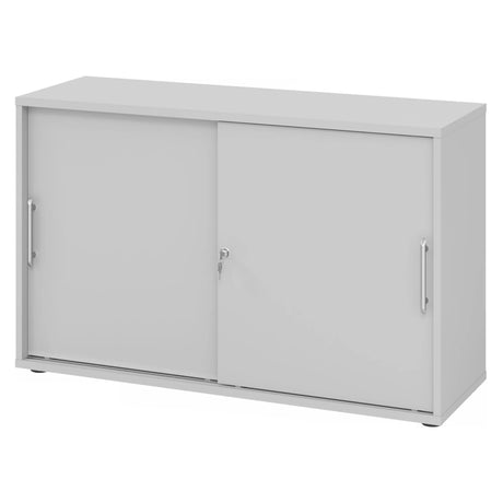 Armadio grigio con ante scorrevoli BETA S 1752S con due maniglie a binario in plastica e serratura di hjh OFFICE PRO