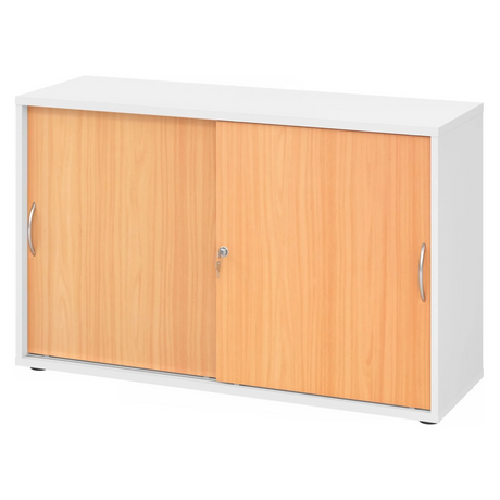 Armadio scorrevole BETA S 1752S in bianco e faggio con due maniglie a arco di hjh OFFICE PRO