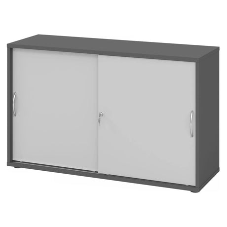 Armadio con ante scorrevoli BETA S 1752S in grafite e grigio con due maniglie ad arco in metallo di hjh OFFICE PRO