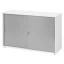 Armadio scorrevole bianco BETA S 1752S con frontali argentati e maniglie in metallo di hjh OFFICE PRO