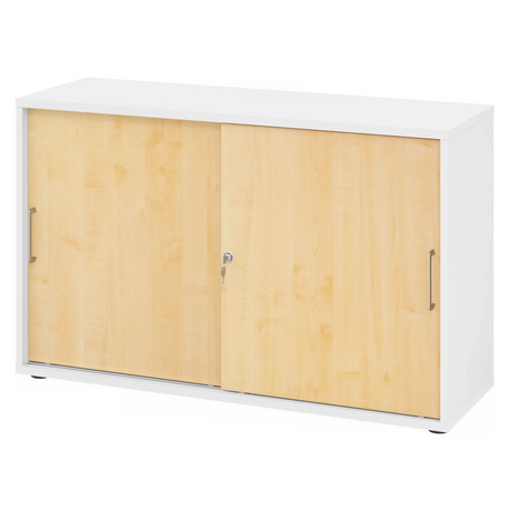 Armadio scorrevole BETA S 1752S in bianco e acero con maniglie in metallo di hjh OFFICE PRO