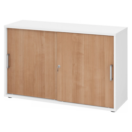 Armadio a ante scorrevoli BETA S 1752S in bianco e noce con maniglie cromate di hjh OFFICE PRO