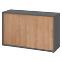 Armadio scorrevole BETA S 1752S in grafite e noce con maniglie in metallo di hjh OFFICE PRO