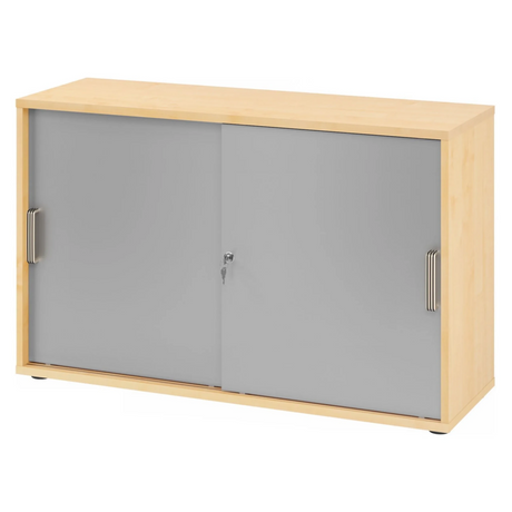 Armadio scorrevole BETA S 1752S in effetto acero con due ante in plastica argentate di hjh OFFICE PRO