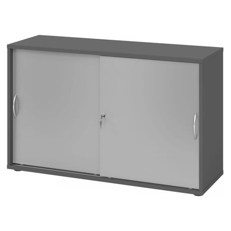 Armadio scorrevole BETA S 1752S in grafite e argento con due maniglie ad arco di hjh OFFICE PRO