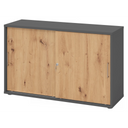 Armadio scorrevole BETA S 1752S in grafite e rovere nodoso con due maniglie in metallo di hjh OFFICE PRO