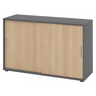 Armadio a ante scorrevoli BETA S 1752S in grafite e rovere con due maniglie in metallo di hjh OFFICE PRO