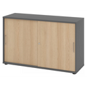 Armadio a ante scorrevoli BETA S 1752S in grafite e rovere con due maniglie in metallo di hjh OFFICE PRO