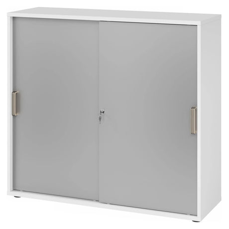 Armadio a ante scorrevoli bianco BETA S 1753S con maniglie in plastica argentate di hjh OFFICE PRO