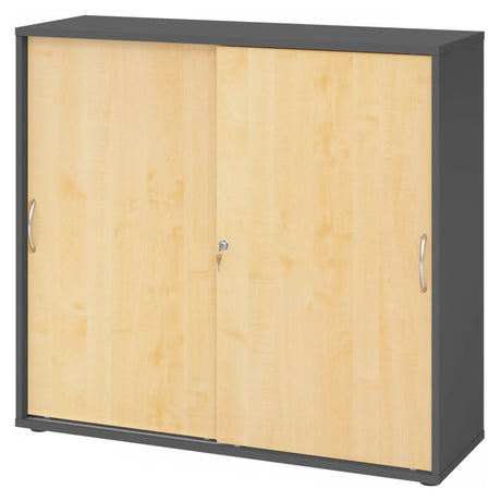 Armadio scorrevole BETA S 1753S in grafite e acero con maniglie ad arco di hjh OFFICE PRO