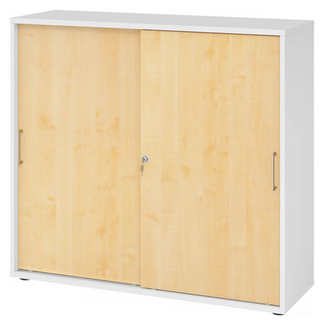 Armadio scorrevole BETA S 1753S in bianco e acero con maniglie in metallo di hjh OFFICE PRO