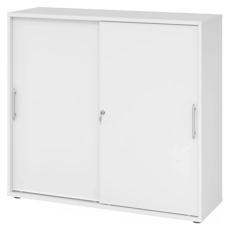 Armadio bianco con ante scorrevoli BETA S 1753S con maniglie a binario in plastica di hjh OFFICE PRO