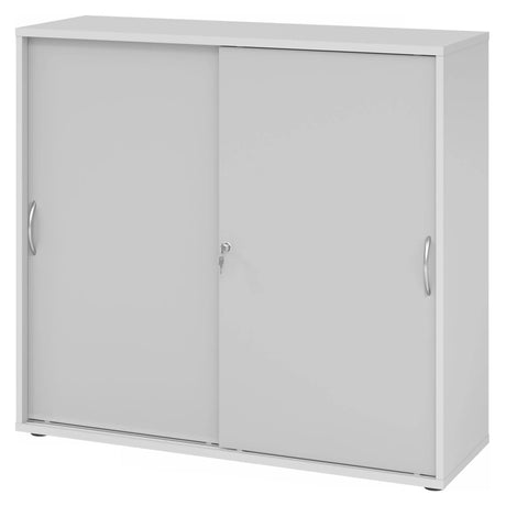 Armadio grigio con ante scorrevoli BETA S 1753S con maniglie ad arco metalliche e serratura di hjh OFFICE PRO