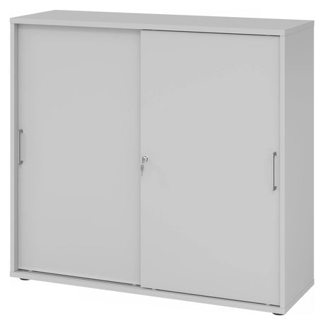 Armadio a ante scorrevoli BETA S 1753S grigio in metallo con maniglie argentate di hjh OFFICE PRO
