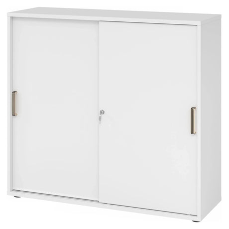 Armadio bianco con ante scorrevoli BETA S 1753S con maniglie a strisce in plastica e serratura di hjh OFFICE PRO