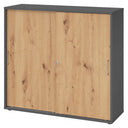 Armadio a ante scorrevoli BETA S 1753S in grafite e rovere frassino con maniglie in metallo di hjh OFFICE PRO