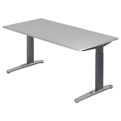 Höhenverstellbarer Schreibtisch XTRA XB 16 GC in Grau mit rechteckiger Tischplatte von hjh OFFICE PRO
