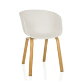 Sedia a conchiglia bianca OSLO W con quattro gambe in legno chiaro di hjh LIVING – vista a 360° (vista frontale 15°)