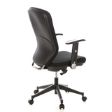 Sedia da ufficio professionale TRAFFIC 30 nera con braccioli e base a cinque ruote di hjh OFFICE – vista a 360° (vista posteriore a tre quarti 120°)