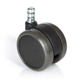 Rotelle per Sedia 5x ROLO No-Noise 11mm/65mm nere per pavimenti duri con perno in metallo argentato di hjh OFFICE – vista a 360° (vista frontale 0°)
