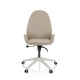Sedia Home Office AVEA I beige con braccioli e base bianca a cinque ruote di hjh OFFICE – vista a 360° (vista frontale 0°)