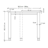 Disegno tecnico della scrivania QUEO 18 S con regolazione in altezza da 68,5 a 81 cm di hjh OFFICE PRO