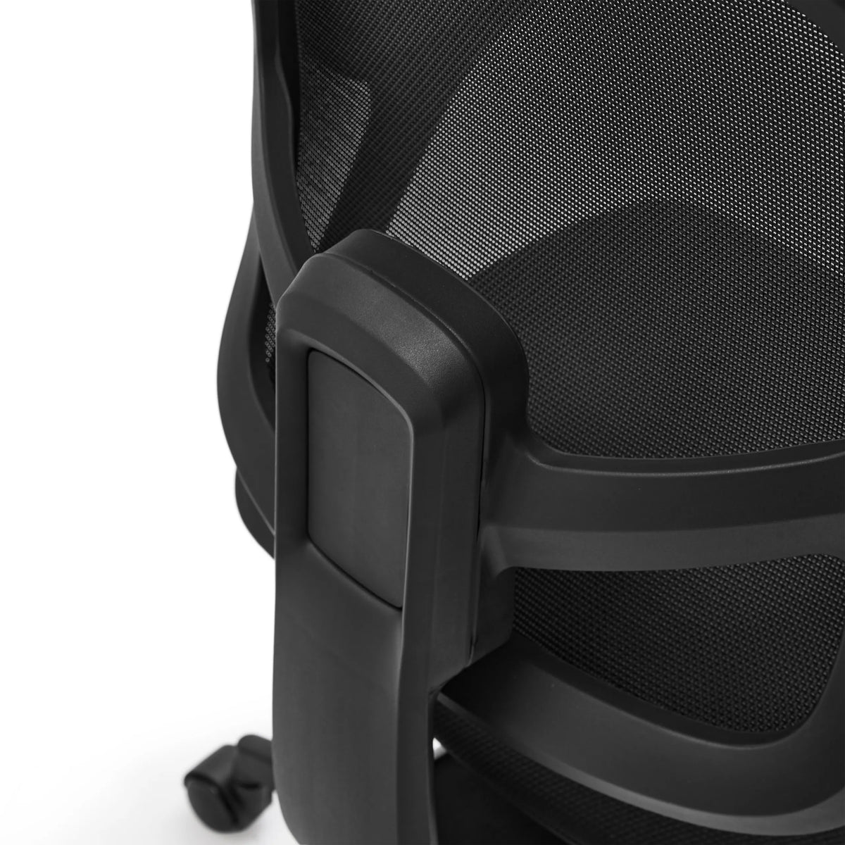 Rinforzo laterale in plastica e schienale in rete della Sedia Home Office Malio in nero di hjh OFFICE