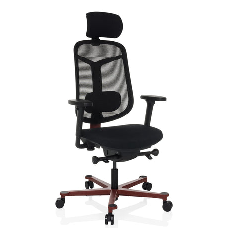 High-end Sedia da ufficio BICOLORE HIGH in nero e rosso con schienale in rete e poggiatesta di hjh OFFICE