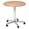 Sistema tavolo da conferenza BISTRO 80R C con piano rotondo in noce e struttura cromata su ruote di hjh OFFICE PRO